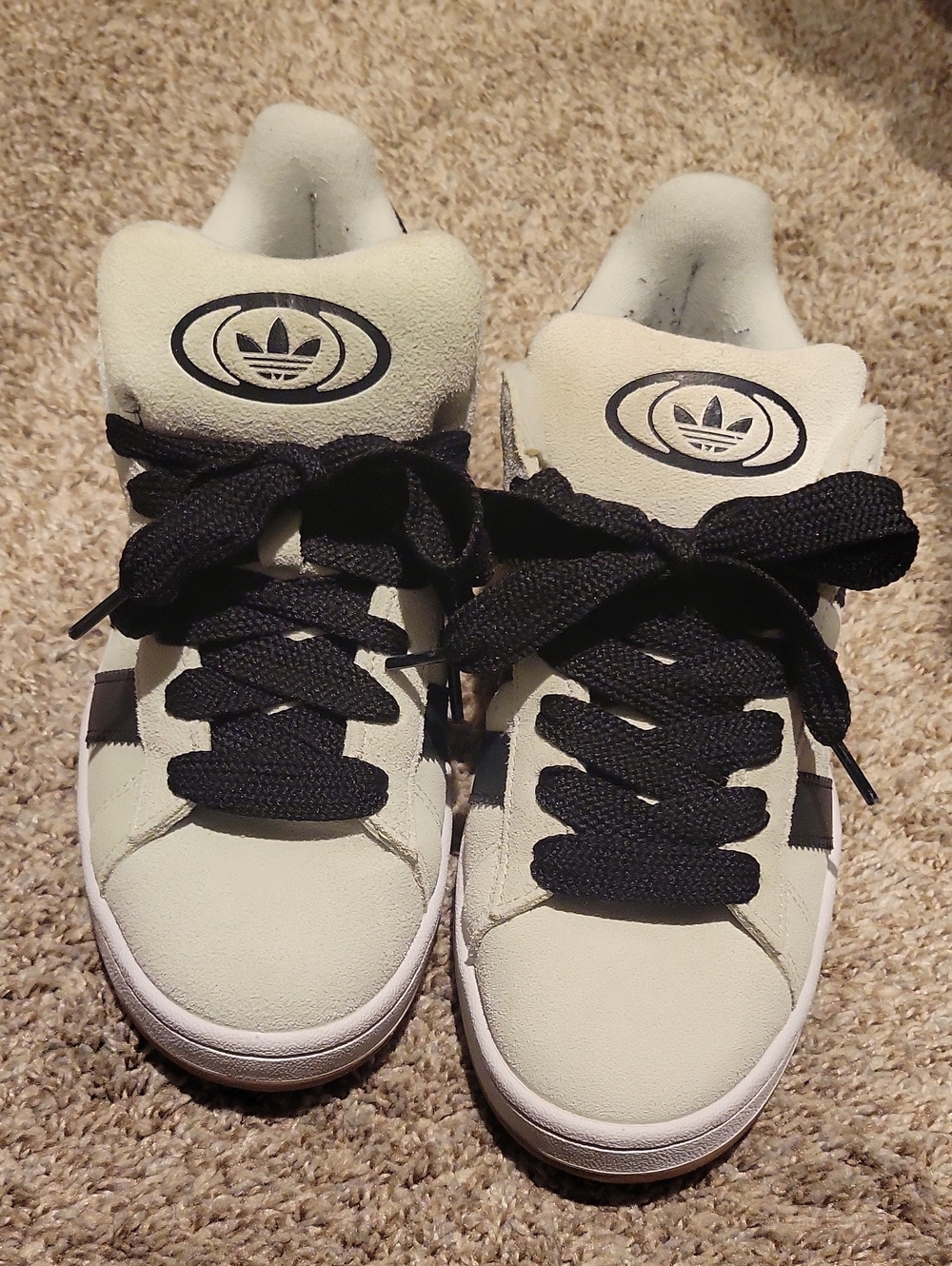 adidas Women's Light Cream and Black Athletic Sneakers